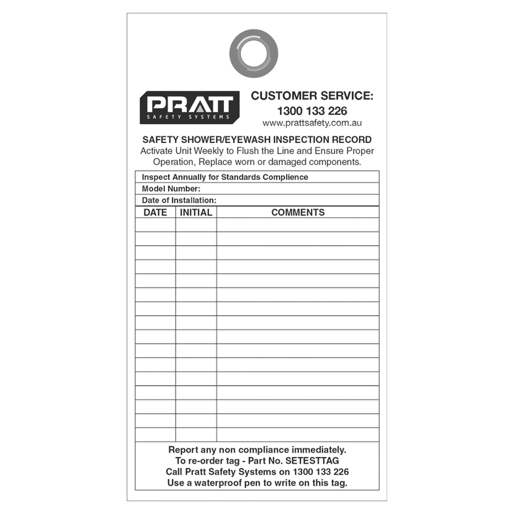 Shower and Eye Wash Test Tag